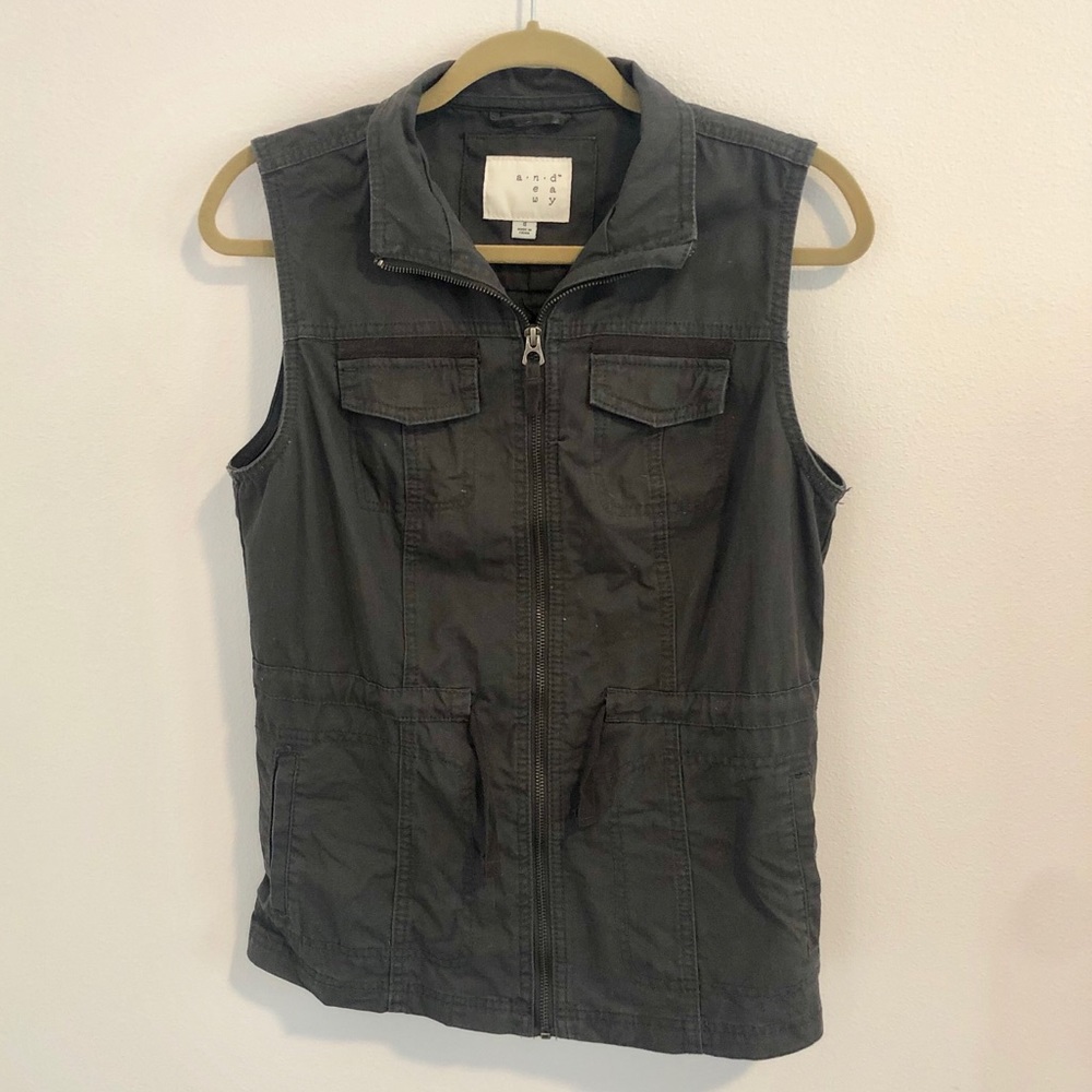 Grey Utility Style Canvas Vest
